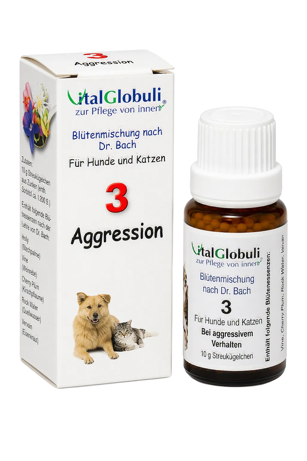 VitalGlobuli Nr. 3 Aggression Bachblütenmischung für Hunde und Katzen